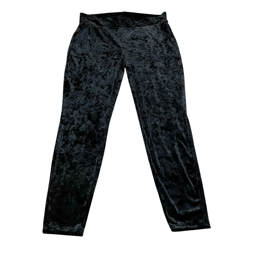 Torrid Crushed Velvet Leggings 2X Utility Pocket Skinny Fit Black Pull On Ankle